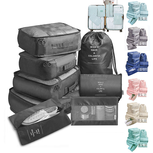 8-piece Set Luggage Divider Bag Travel Storage Clothes Underwear Shoes Organizer Packing Cube Bag - AmberOcean 