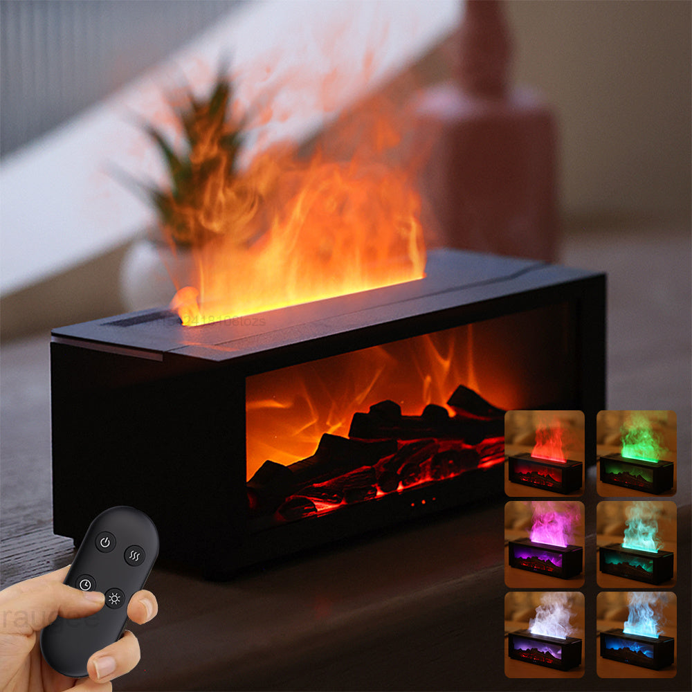 New Flame Aromatherapy Machine Colorful Essential Oil Diffuser Home Large Fog Volume Flame Humidifier 3D Flame Fireplace Machine - AmberOcean 