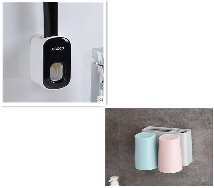 Wall Mounted Automatic Toothpaste Holder Bathroom Accessories Set Dispenser - AmberOcean 