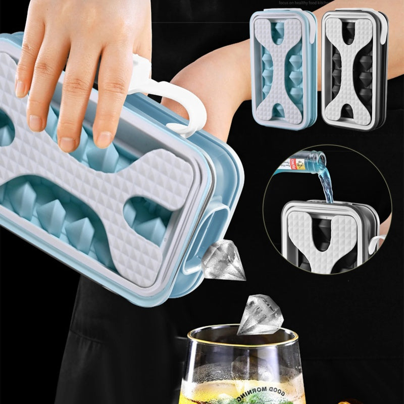 2in1 Portable Silicone Ice Ball Mold Ice Maker Water Bottle Ice Cube Mould Bottle Creative Ice Ball Diamond Curling Summer Kitchen Gadgets - AmberOcean 