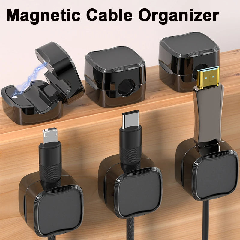 Magnetic Cable Clip Under Desk Cable Management Adjustable Cord Holder Wire Organizer And Cable Management Wire Keeper - AmberOcean 