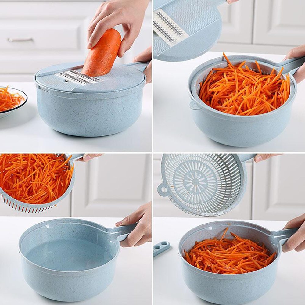 8 In 1 Mandoline Slicer Vegetable Slicer Potato Peeler Carrot Onion Grater With Strainer Vegetable Cutter Kitchen Accessories - AmberOcean 