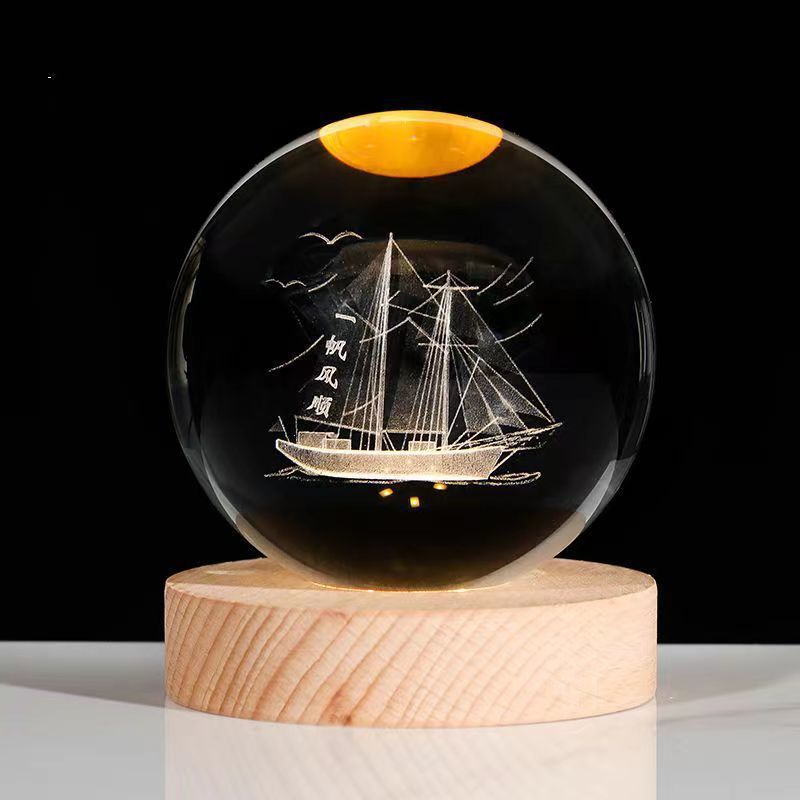 Luminous Starry Sky And Planets Moon Moon Crystal Ball Small Night Lamp Projection Ambience Light Creative Gift New Strange Gift - AmberOcean 