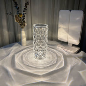 Nordic Crystal Lamp USB Table Lamps Bedroom Touch Dimming Atmosphere Diamond Night Light Rose Projector Lamp Decor - AmberOcean 