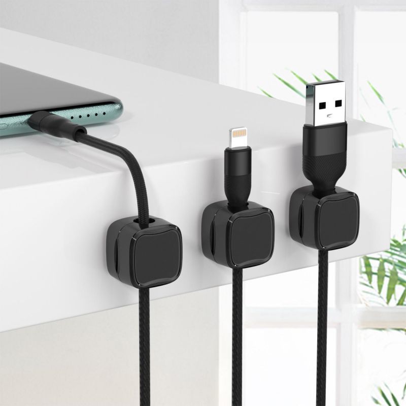 Magnetic Cable Clip Under Desk Cable Management Adjustable Cord Holder Wire Organizer And Cable Management Wire Keeper - AmberOcean 