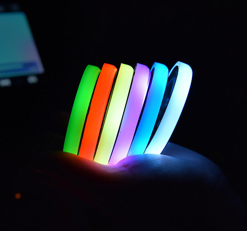 Colorful Cup Holder LED Light-up Coaster Solar & USB Charging Non-slip Coaster Ambient Light For Car Automatically - AmberOcean 