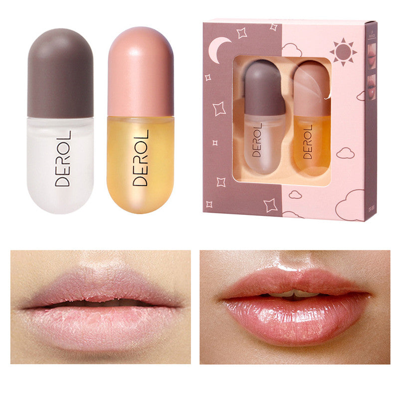 Day Night Instant Volume Lip Plumper Oil Clear Lasting Nourishing Repairing Reduce Lip Fine Line Care Lip Beauty Cosmetic - AmberOcean 