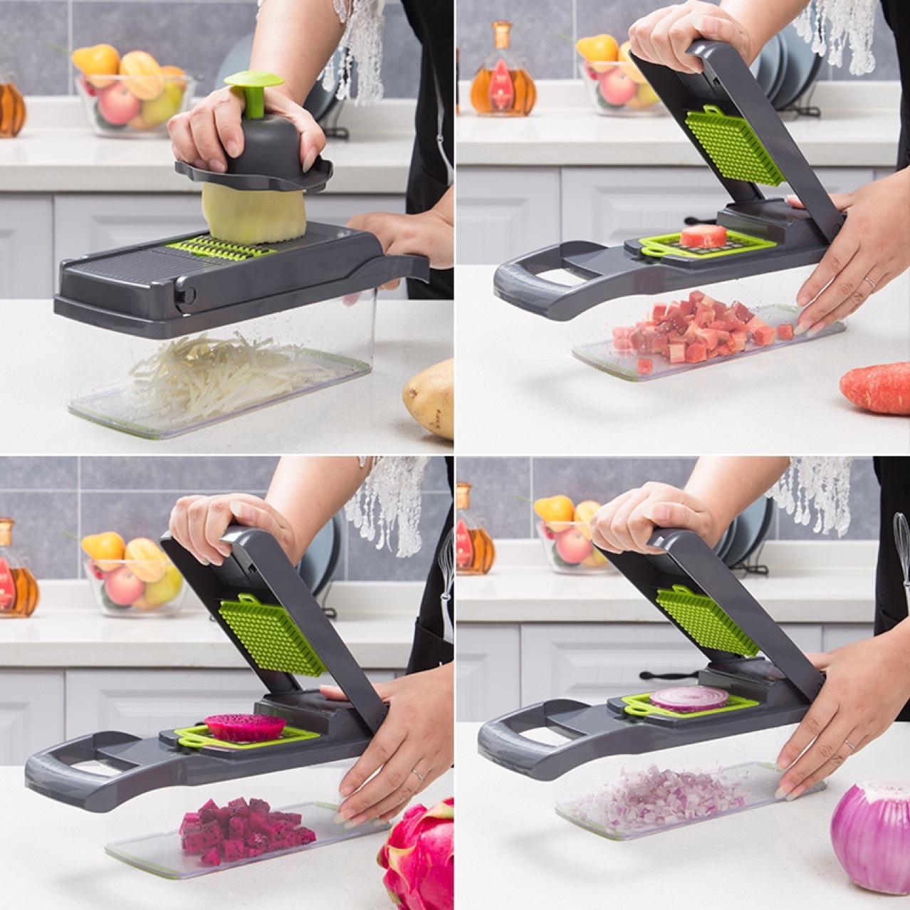 12 In 1 Manual Vegetable Chopper Kitchen Gadgets Food Chopper Onion Cutter Vegetable Slicer - AmberOcean 