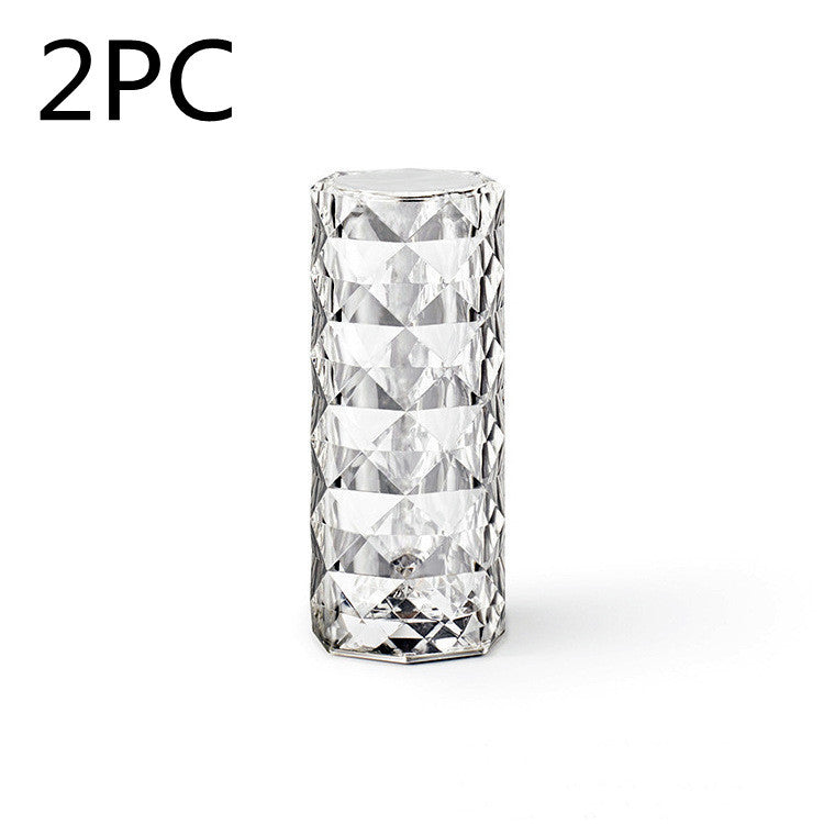 Nordic Crystal Lamp USB Table Lamps Bedroom Touch Dimming Atmosphere Diamond Night Light Rose Projector Lamp Decor - AmberOcean 