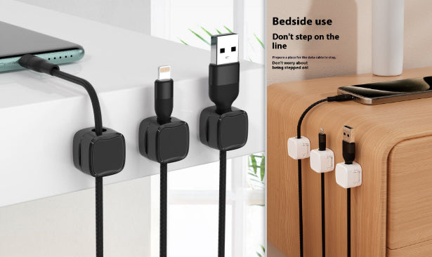 Magnetic Cable Clip Under Desk Cable Management Adjustable Cord Holder Wire Organizer And Cable Management Wire Keeper - AmberOcean 
