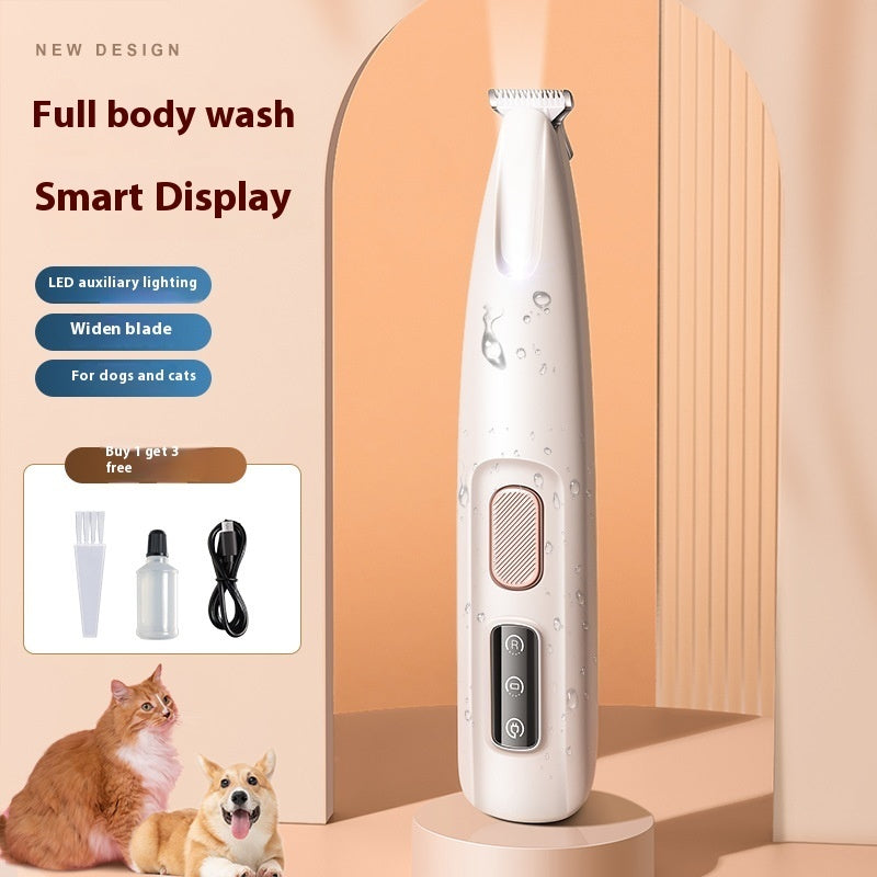 Pets Dog Paw Trimmer With LED Light Fully Waterproof Pet Hair Trimmer With LED Display Dog Clippers For Grooming Widen Blade - AmberOcean 