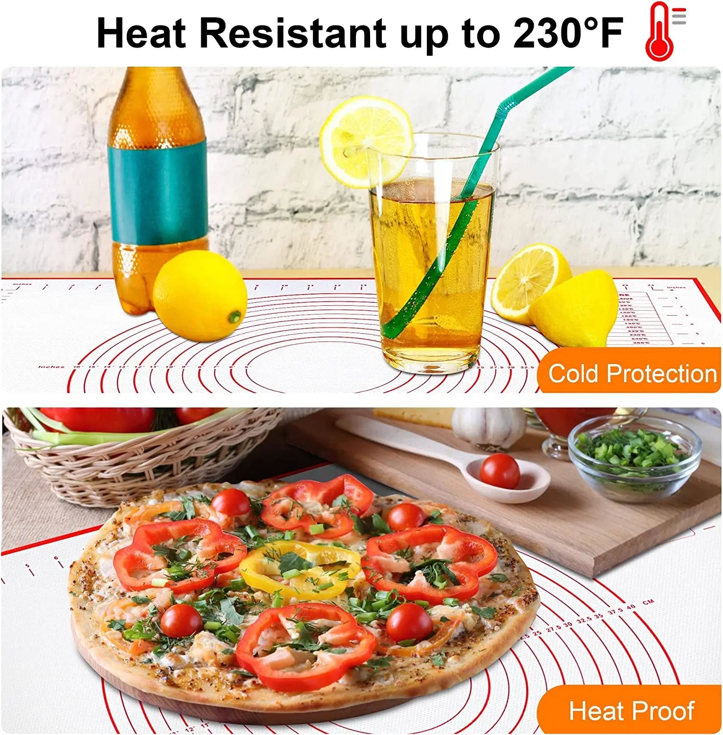 UNTIOR 1PCS Silicone Baking Mat Kneading Pad Dough Mat Pizza Cake Dough Maker Kitchen Cooking Grill Non-Stick Gadgets Bakeware - AmberOcean 