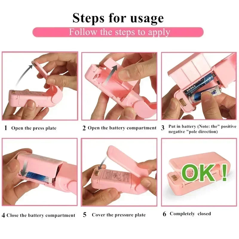 Portable Bag Heat Sealer Plastic Package Storage Bag Clip Mini Sealing Machine Handy Sticker Seal For Food Snack Kitchen Gadgets - AmberOcean 