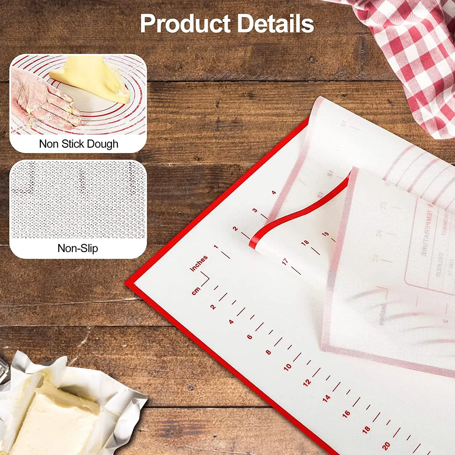 UNTIOR 1PCS Silicone Baking Mat Kneading Pad Dough Mat Pizza Cake Dough Maker Kitchen Cooking Grill Non-Stick Gadgets Bakeware - AmberOcean 