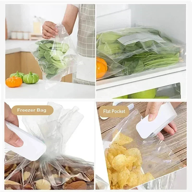 Portable Bag Heat Sealer Plastic Package Storage Bag Clip Mini Sealing Machine Handy Sticker Seal For Food Snack Kitchen Gadgets - AmberOcean 