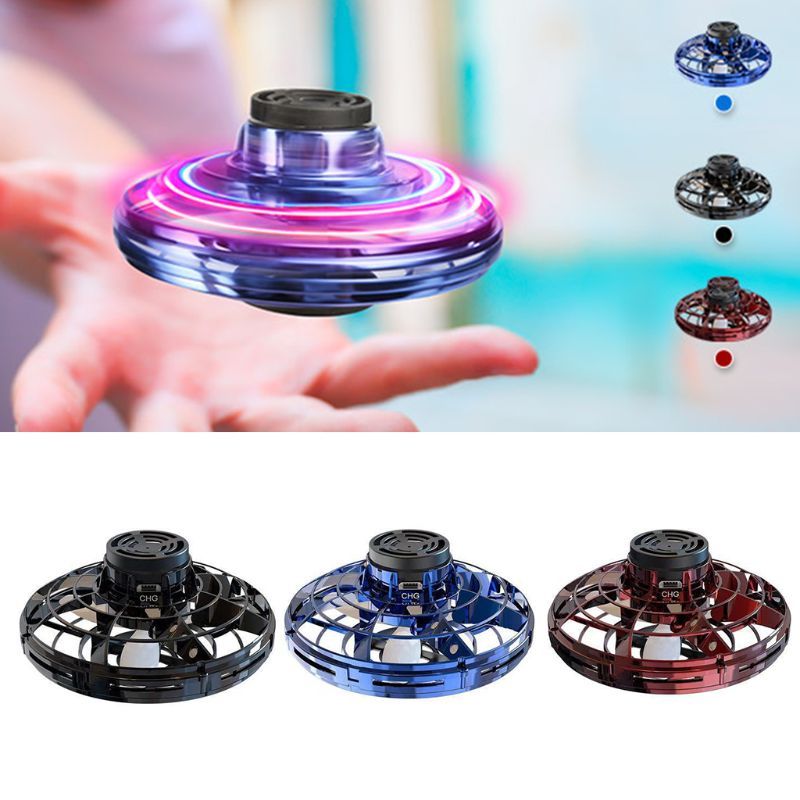 Mini Fingertip Gyro Interactive Decompression Toy Drone LED UFO Type Flying Helicopter Spinner Toy Kids - AmberOcean 