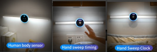 Smart Cabinet Light Clock Timing Sensor Light Removable LED Wardrobe Light Manual Sweep Switch Light - AmberOcean 