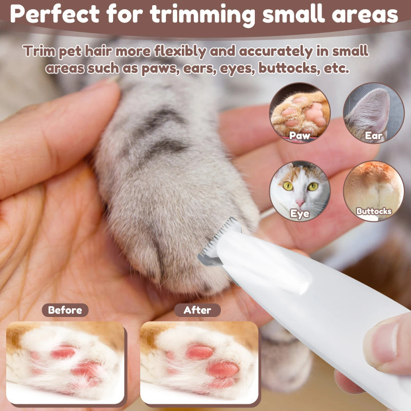 Pets Dog Paw Trimmer With LED Light Fully Waterproof Pet Hair Trimmer With LED Display Dog Clippers For Grooming Widen Blade - AmberOcean 