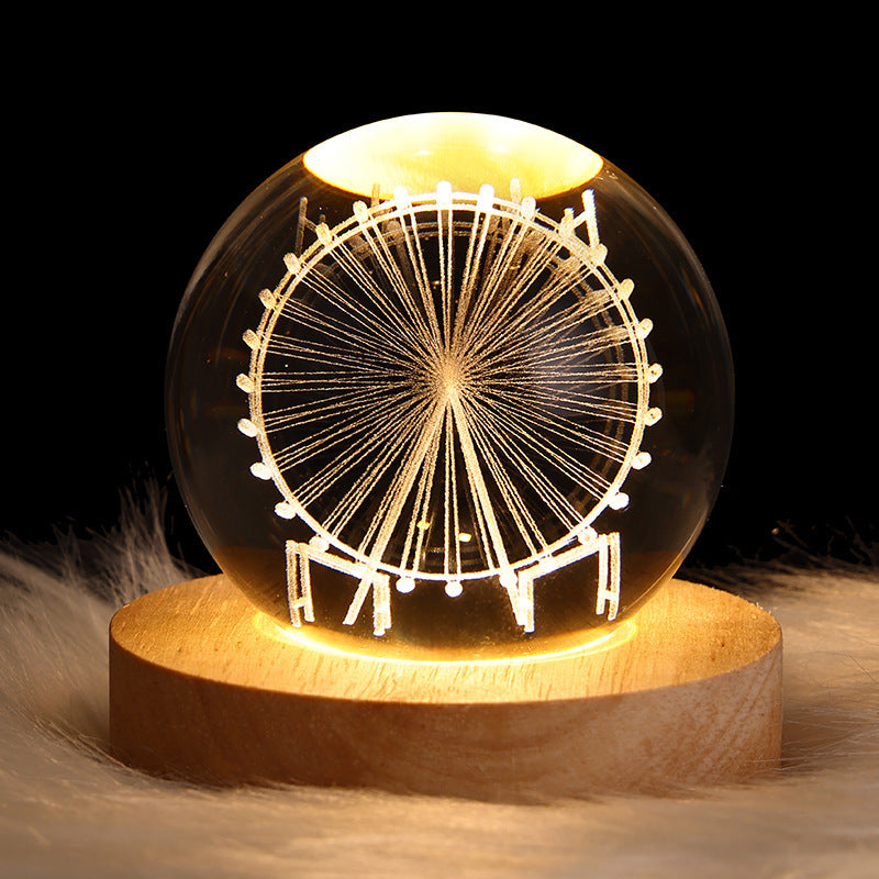 Luminous Starry Sky And Planets Moon Moon Crystal Ball Small Night Lamp Projection Ambience Light Creative Gift New Strange Gift - AmberOcean 