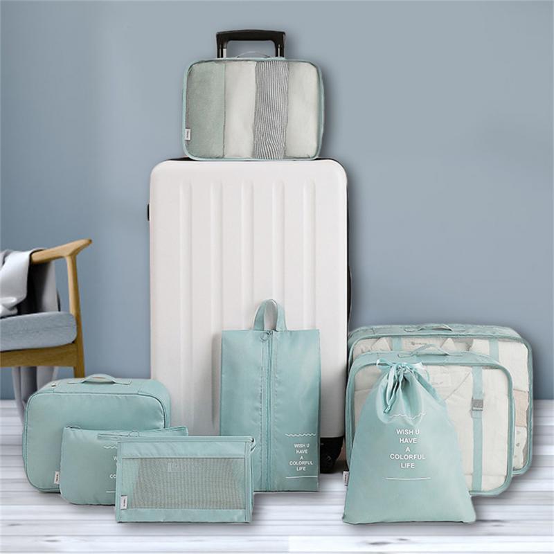 8-piece Set Luggage Divider Bag Travel Storage Clothes Underwear Shoes Organizer Packing Cube Bag - AmberOcean 