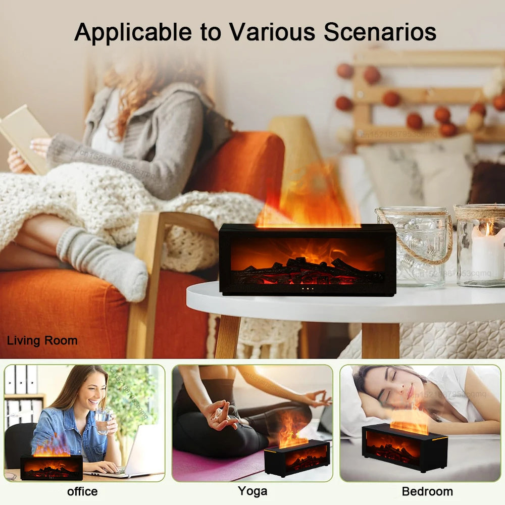 New Flame Aromatherapy Machine Colorful Essential Oil Diffuser Home Large Fog Volume Flame Humidifier 3D Flame Fireplace Machine - AmberOcean 