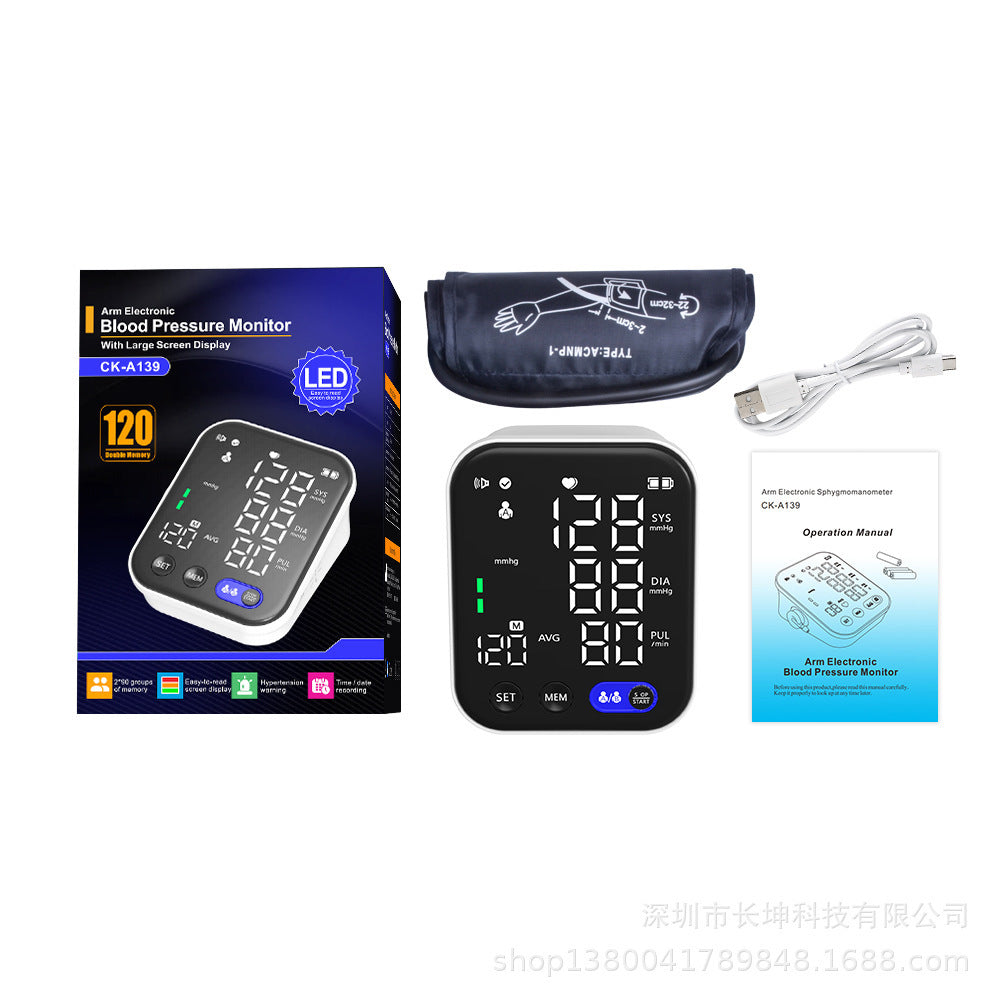 Electronic Blood Pressure Monitor Ultra Clear Large Screen Pulse Sphygmomanometer For Real-time Measurement Of Blood Pressure - AmberOcean 