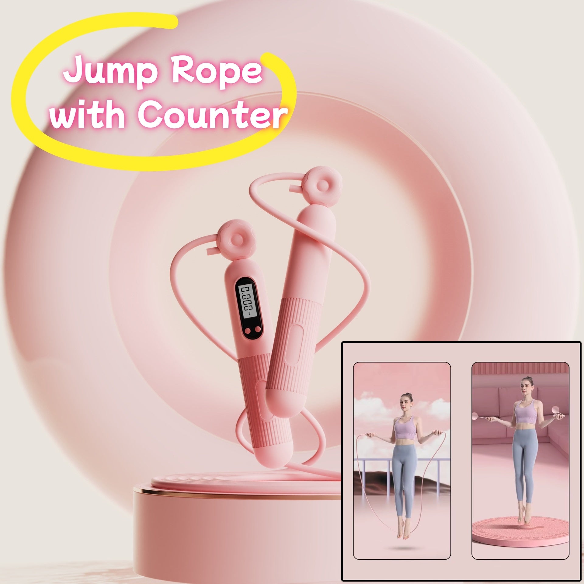 Jump Rope With Counter, Adjustable Skipping Rope With Calorie Counter, Smart Skipping Rope For Fitness Exercise And Weight Lose - AmberOcean 