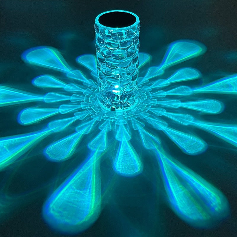 Nordic Crystal Lamp USB Table Lamps Bedroom Touch Dimming Atmosphere Diamond Night Light Rose Projector Lamp Decor - AmberOcean 