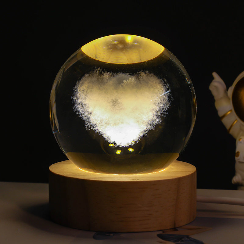 Luminous Starry Sky And Planets Moon Moon Crystal Ball Small Night Lamp Projection Ambience Light Creative Gift New Strange Gift - AmberOcean 