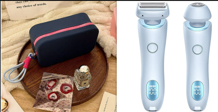 2 In 1 Hair Removal Epilator USB Rechargeable Trimmer Women Body Razor Face Leg Armpit Bikini Hand Pubic Shaver Hair Remover - AmberOcean 