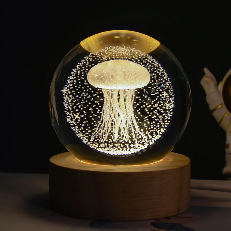 Luminous Starry Sky And Planets Moon Moon Crystal Ball Small Night Lamp Projection Ambience Light Creative Gift New Strange Gift - AmberOcean 