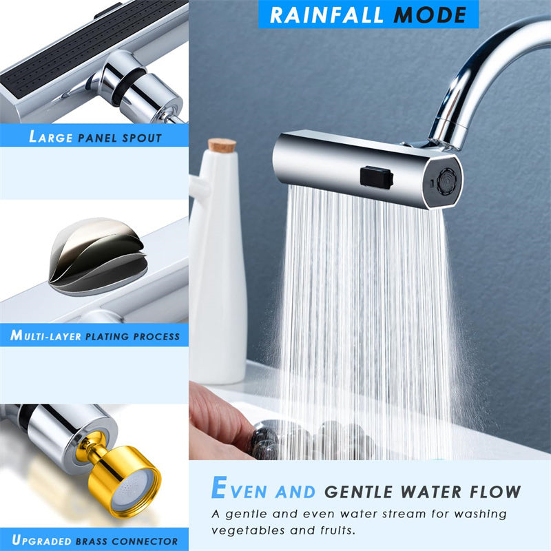 Kitchen Faucet Waterfall Outlet Splash Proof Universal Rotating Bubbler Multifunctional Water Nozzle Extension Kitchen Gadgets - AmberOcean 