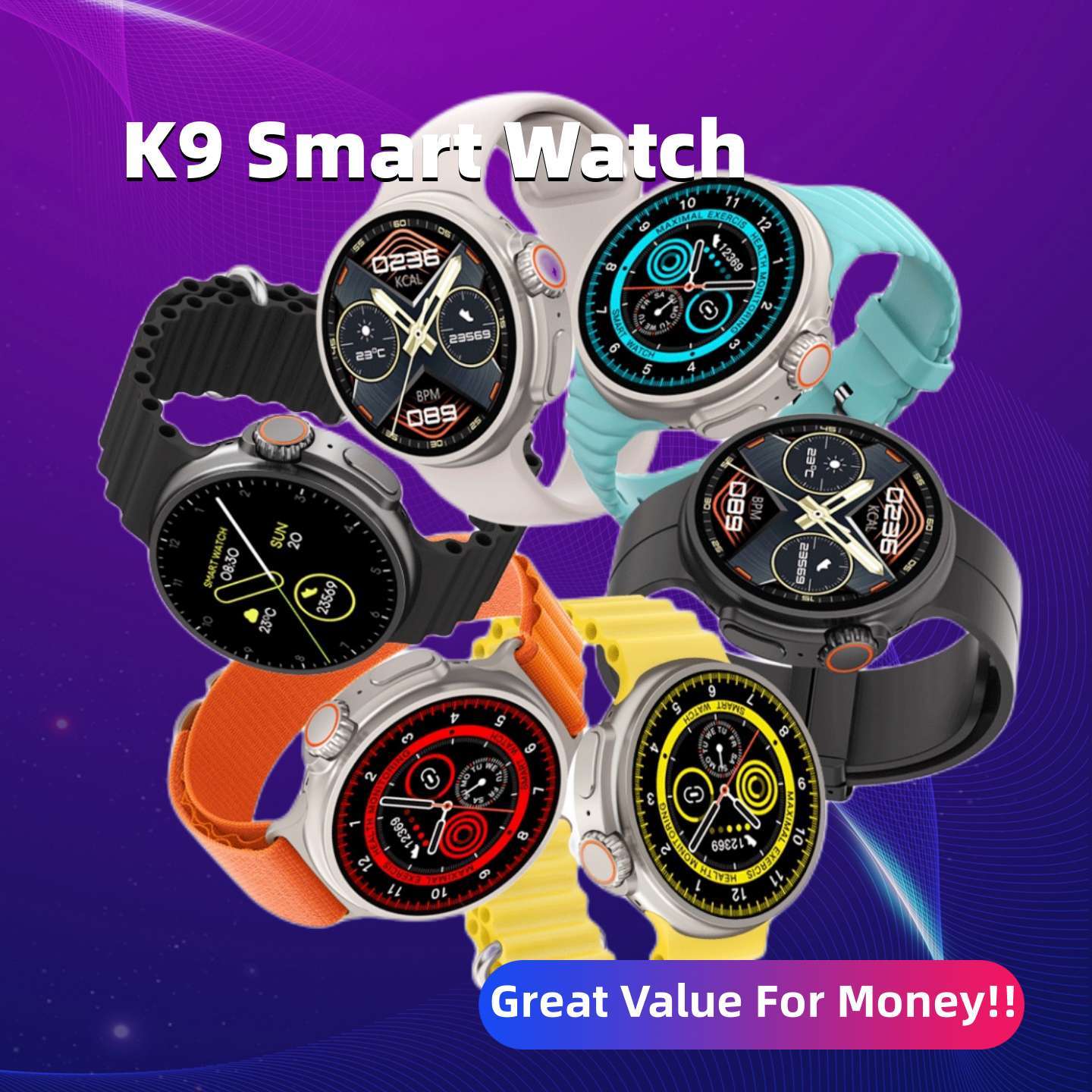 Smart Watch New K9 Smart Watch 1.39 Round Screen Encoder True Screw Clip Wireless Charging NFC Offline And Payment Function - AmberOcean 