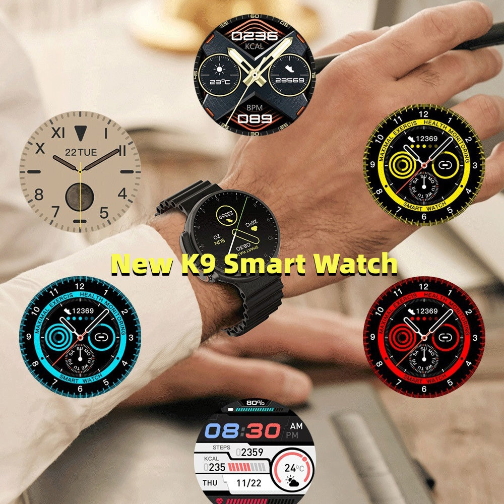 Smart Watch New K9 Smart Watch 1.39 Round Screen Encoder True Screw Clip Wireless Charging NFC Offline And Payment Function - AmberOcean 