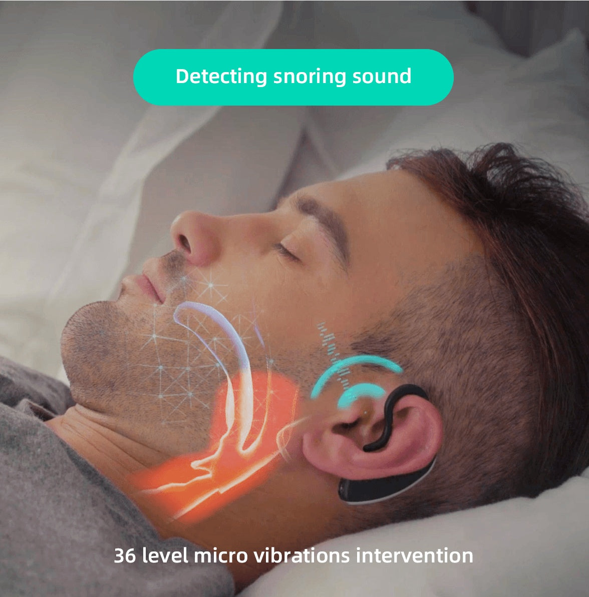 24 Hours Bluetooth Anti-snoring Device Charge Snore Earset Sleeping Aid Snoring Analyzes Sleep Datas Good Sleep - AmberOcean 