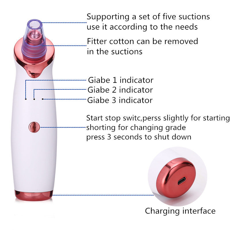 Blackhead Remover Instrument Black Dot Remover Acne Vacuum Suction Face Clean Black Head Pore Cleaning Beauty Skin Care Tool - AmberOcean 