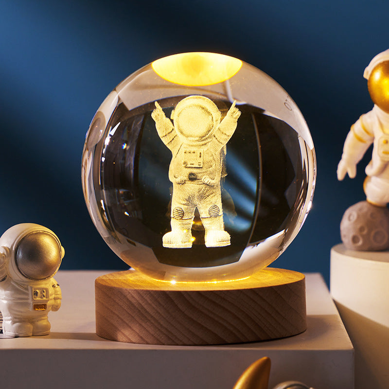 Luminous Starry Sky And Planets Moon Moon Crystal Ball Small Night Lamp Projection Ambience Light Creative Gift New Strange Gift - AmberOcean 