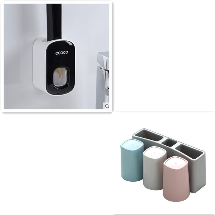 Wall Mounted Automatic Toothpaste Holder Bathroom Accessories Set Dispenser - AmberOcean 