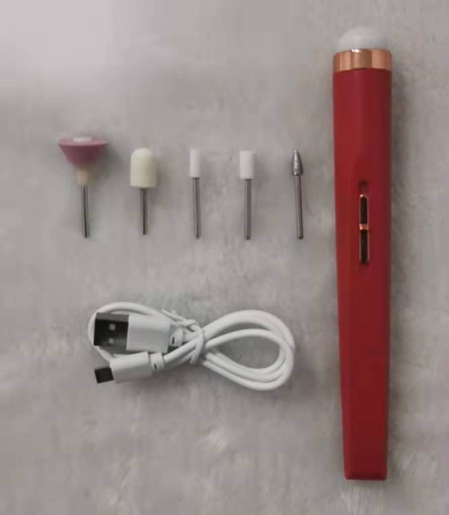 5in1 Manicure Machine Set Electric Nail Drill Polisher Cordless USB Rechargeable With LED Cutters Mill For Manicure Pedicure Accessor - AmberOcean 