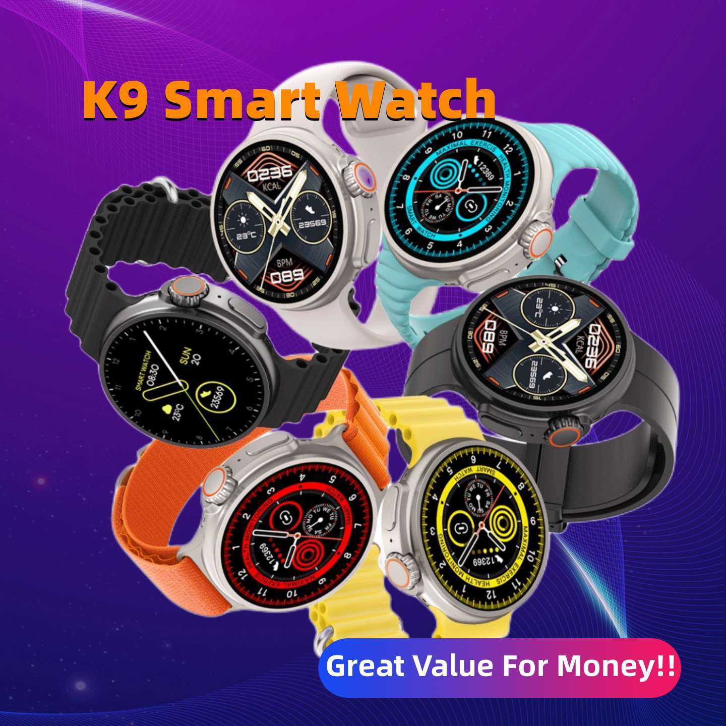 Smart Watch New K9 Smart Watch 1.39 Round Screen Encoder True Screw Clip Wireless Charging NFC Offline And Payment Function - AmberOcean 