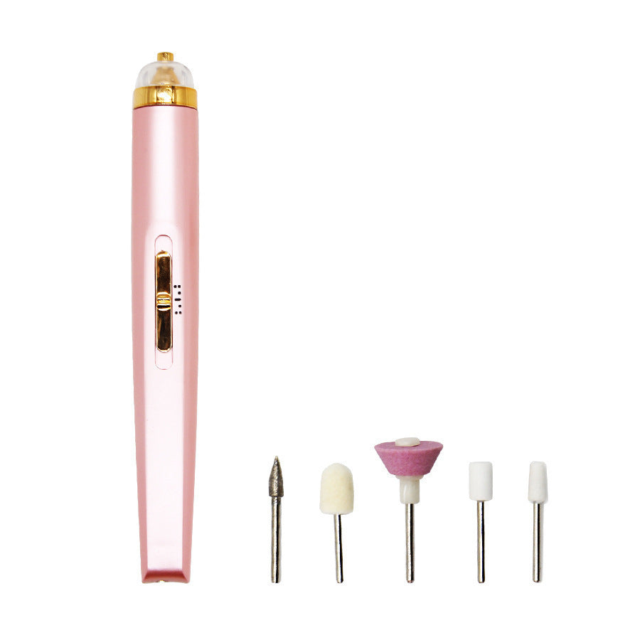 5in1 Manicure Machine Set Electric Nail Drill Polisher Cordless USB Rechargeable With LED Cutters Mill For Manicure Pedicure Accessor - AmberOcean 