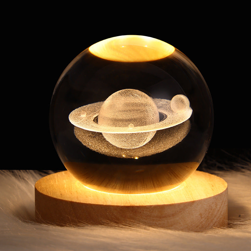 Luminous Starry Sky And Planets Moon Moon Crystal Ball Small Night Lamp Projection Ambience Light Creative Gift New Strange Gift - AmberOcean 