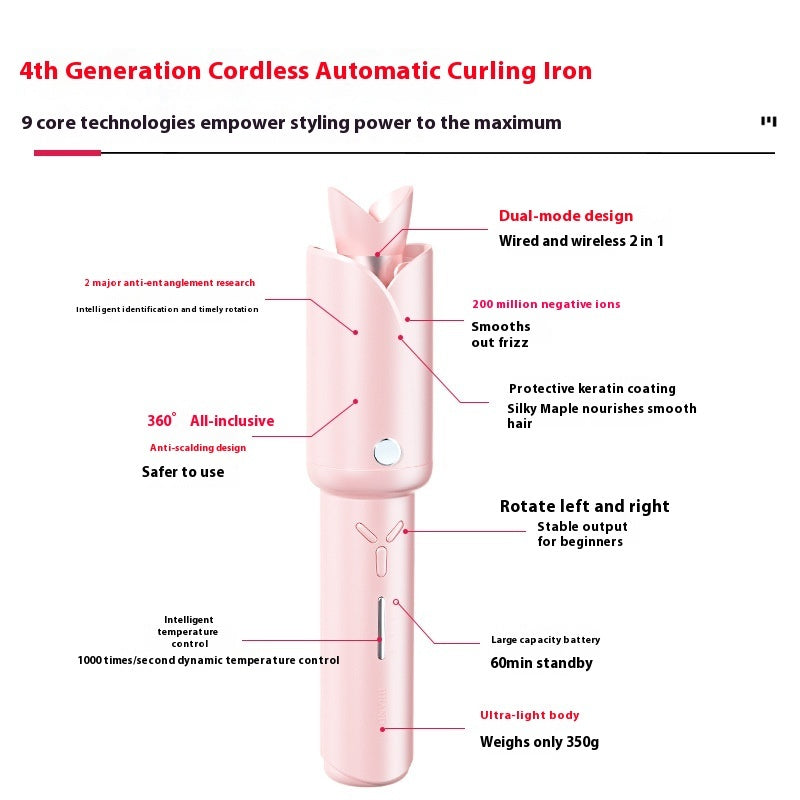 Cordless Auto Hair Curler – Perfect Curls Anywhere in Minutes - AmberOcean 