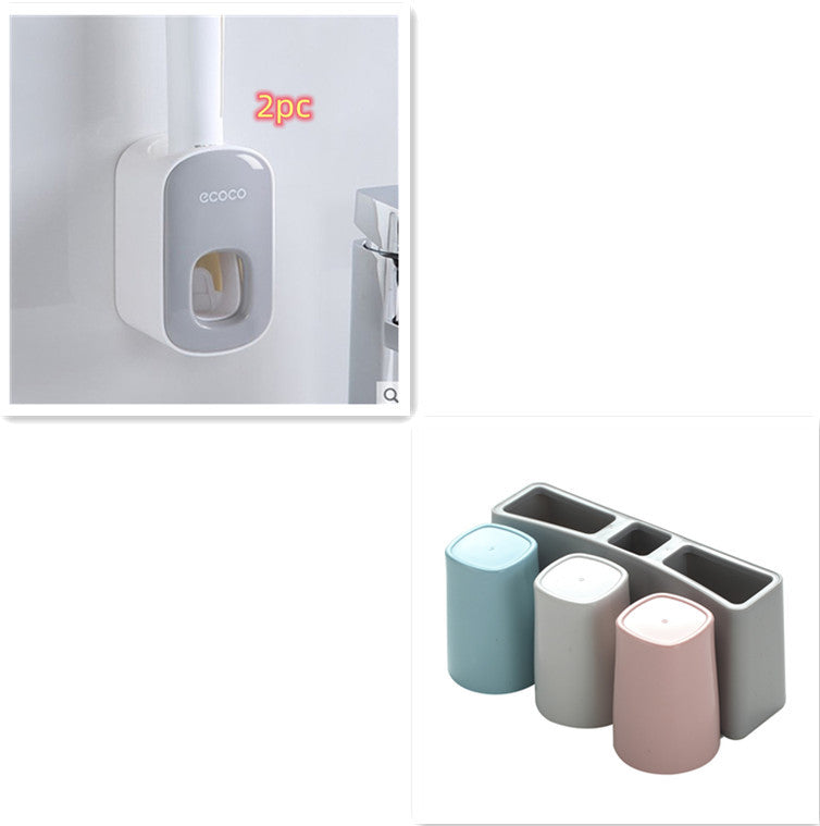 Wall Mounted Automatic Toothpaste Holder Bathroom Accessories Set Dispenser - AmberOcean 