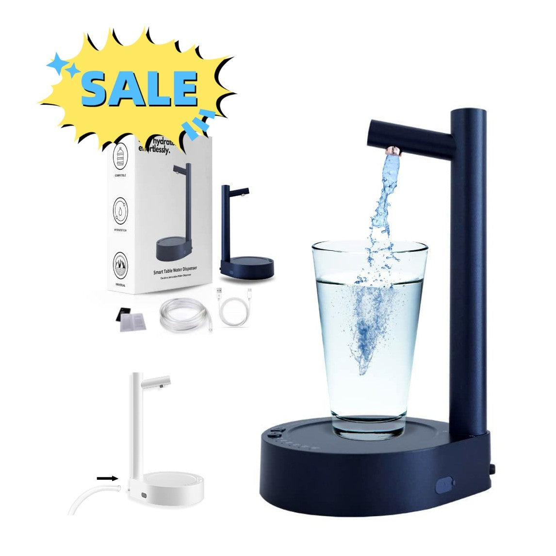 Desk Dispenser Electric Water Gallon Automatic Water Bottle Dispenser Rechargeable Water Dispenser - AmberOcean 