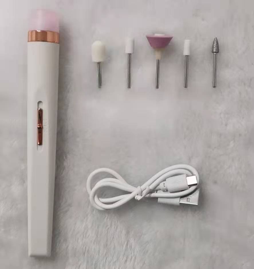 5in1 Manicure Machine Set Electric Nail Drill Polisher Cordless USB Rechargeable With LED Cutters Mill For Manicure Pedicure Accessor - AmberOcean 