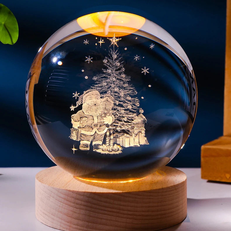 Luminous Starry Sky And Planets Moon Moon Crystal Ball Small Night Lamp Projection Ambience Light Creative Gift New Strange Gift - AmberOcean 