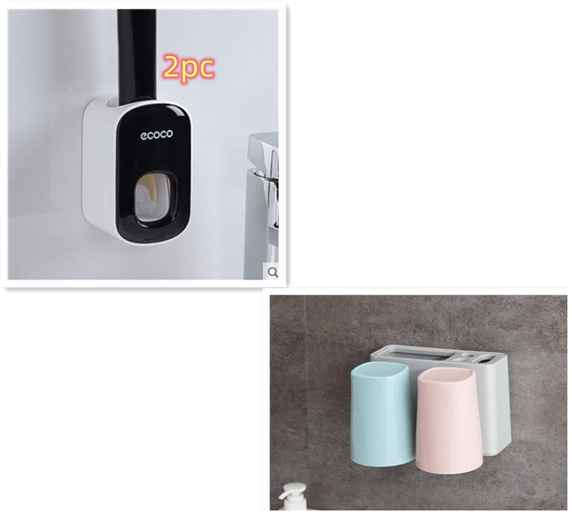 Wall Mounted Automatic Toothpaste Holder Bathroom Accessories Set Dispenser - AmberOcean 